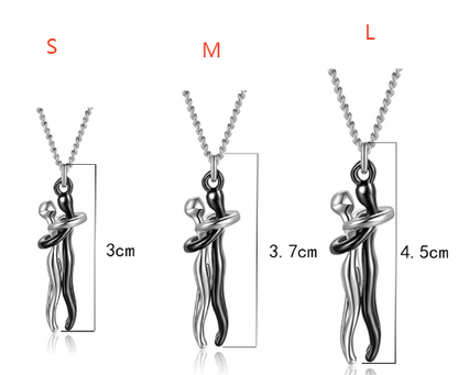 Couple Hugging Pendant Necklace for Women